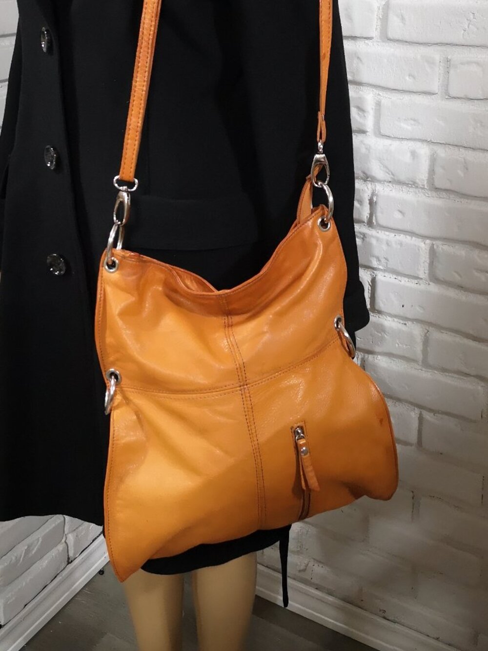 Vera Pelle Lined Made in Italy Soft Leather Hobo Shoulder Bag / Crossbody Bag